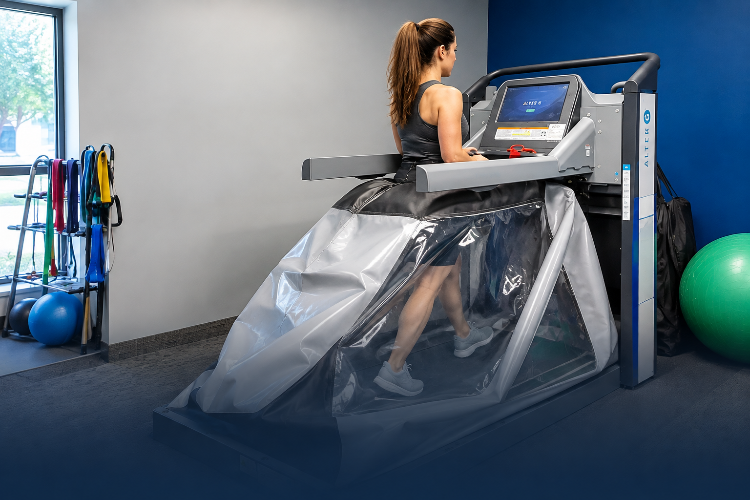 Patient using the Anti-Gravity Treadmill for rehabilitation